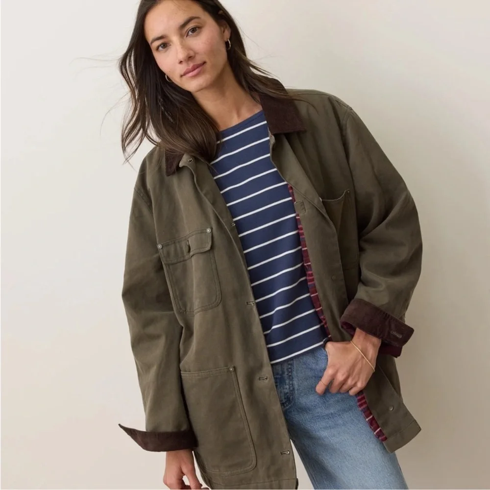 Marine Layer Khaki and Dark Brown Utility Jacket - worn ONCE - Picture 6 of 13